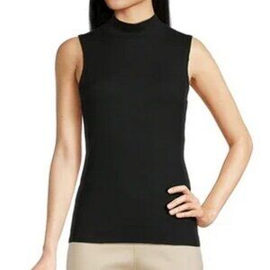 NWT No Boundaries Juniors L Solid Black Sleeveless Mock Neck Top Women's S/M
